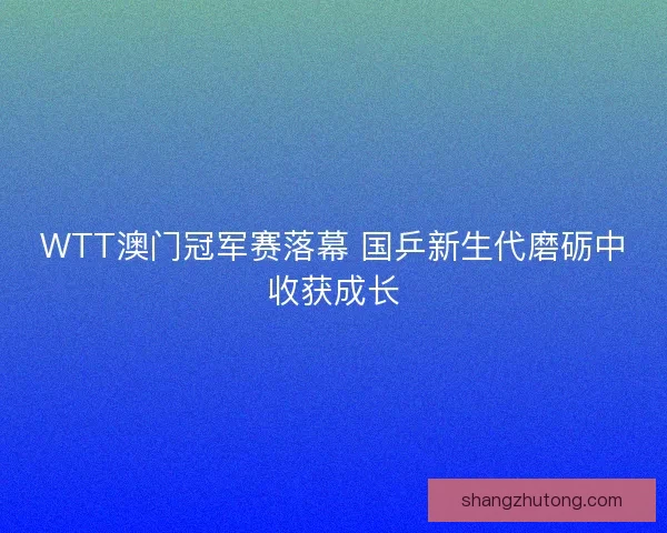 WTT澳门冠军赛落幕 国乒新生代磨砺中收获成长